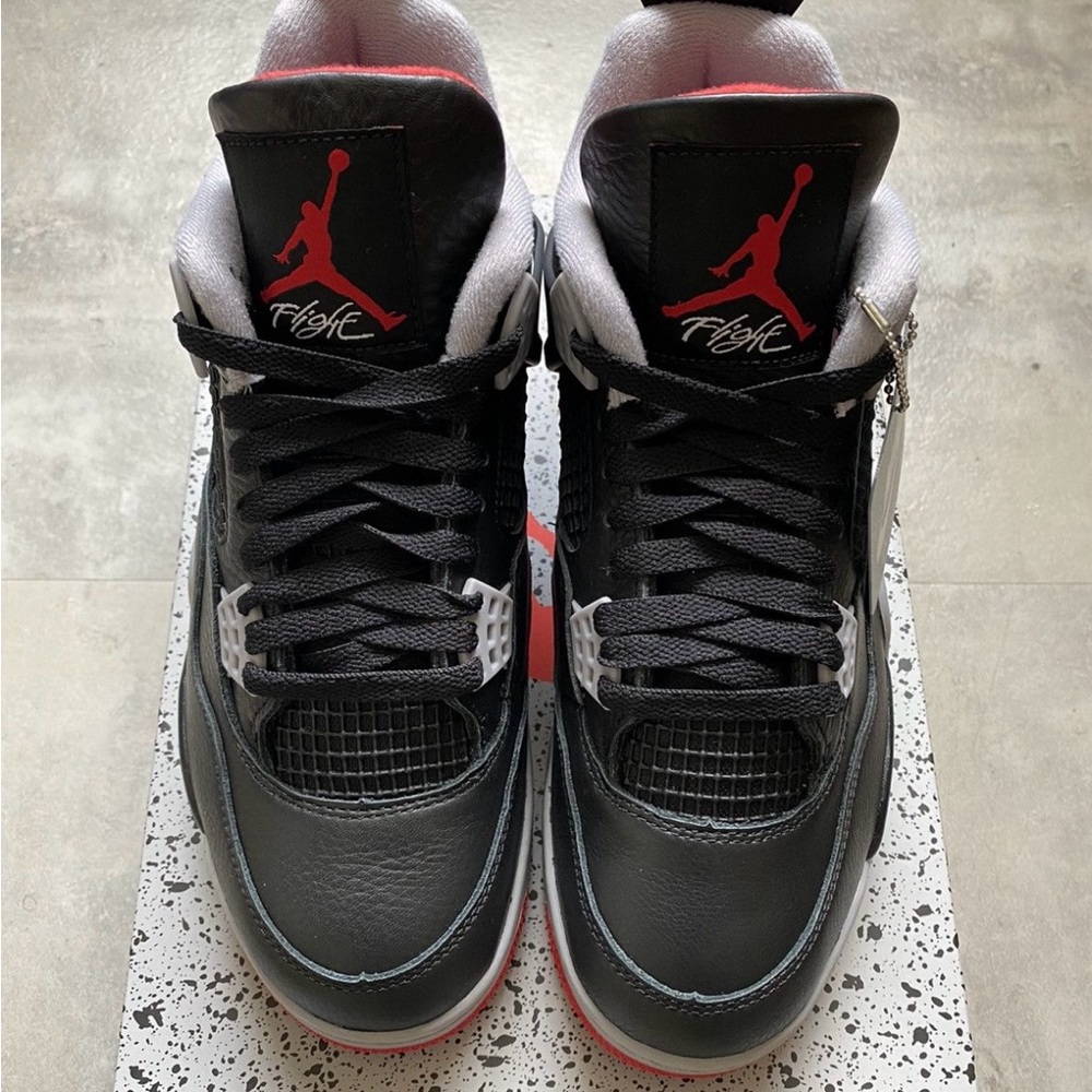 Men’s size 9.5 Nike Air Jordan 4 retro Bred reimagined black leather og vintage - Picture 5 of 9